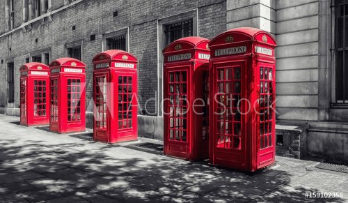 red telephone booths in London, uk - 901152771
