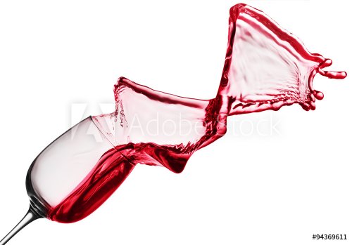 red wine splash from glass isolated on the white background - 901147981