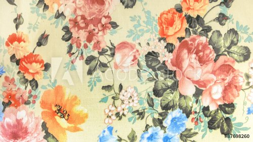 Retro Floral Pattern Fabric Background Vintage Style - 901148967