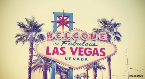 Retro vintage toned Welcome To Las Vegas Sign, USA. - 901152089
