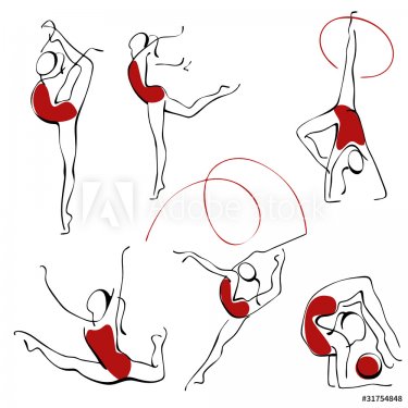 rhythmic gymnastics. set gray figures 3. - 900949357
