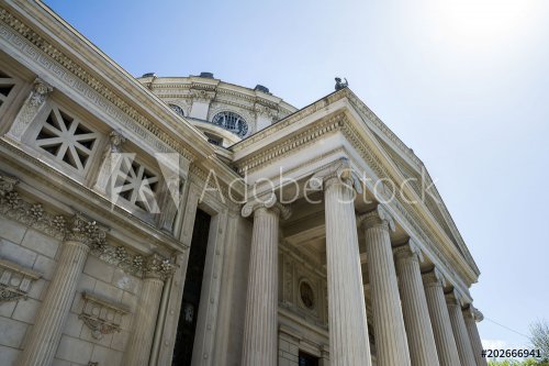Romanian Atheneu , tourists attraction in Bucharest, capital of Romania Count... - 901154094
