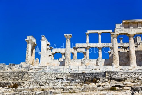 Ruins of temple on island Aegina, Greece - 901143150