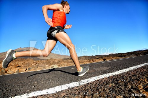 Runner man running sprinting for success on run - 901145974