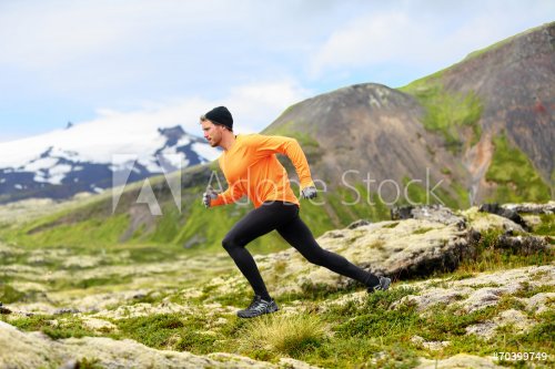 Running man in cross country trail run