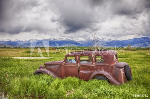 Rusting Jalopy On Montana Farm - 901149183
