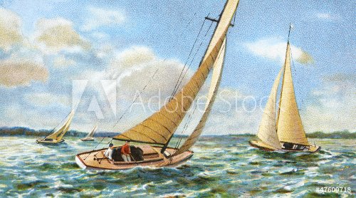 sailing old illustration - 901140392