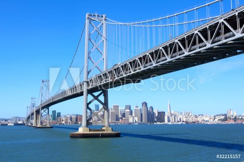 San Francisco downtown under Bay Bridge, USA