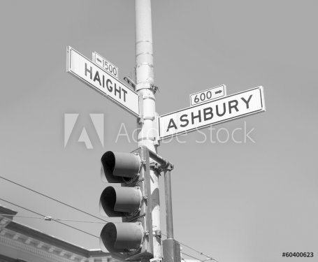 San Francisco Haight Ashbury street sign junction California - 901141376
