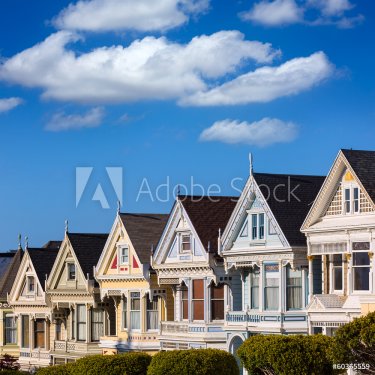 San Francisco Victorian houses in Alamo Square California - 901141372