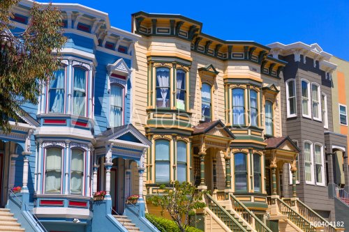 San Francisco Victorian houses in Pacific Heights California - 901141345