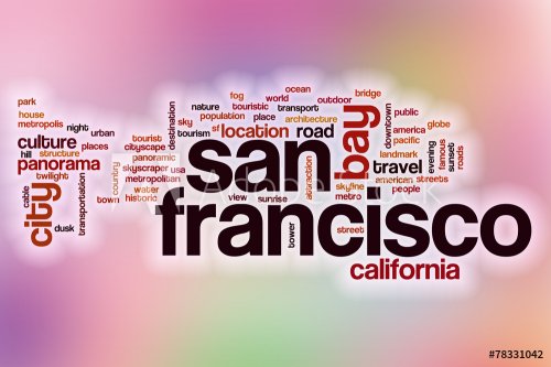 San Francisco word cloud with abstract background - 901147055