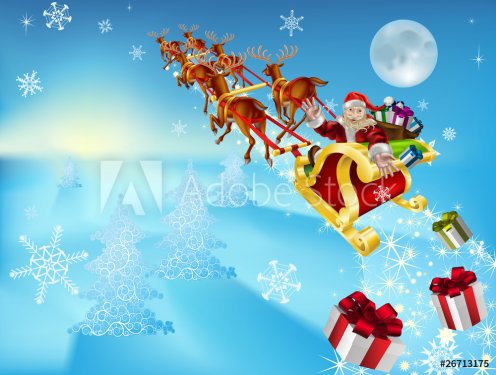 santa in his sleigh - 900868404