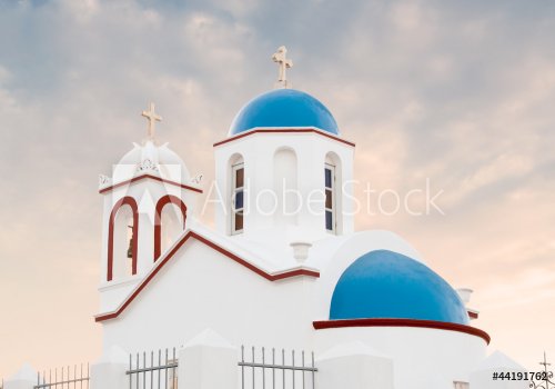 Santorini - Thira - Church with blue cupola - 901138599