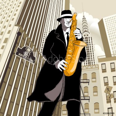 saxophone player in a street - 900464032
