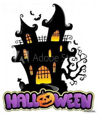 Scene with Halloween sign 1 - 900706174