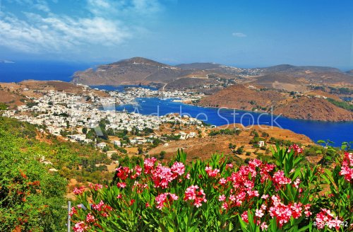 scenic Patmos island, dodecanes, Greece - 901143166