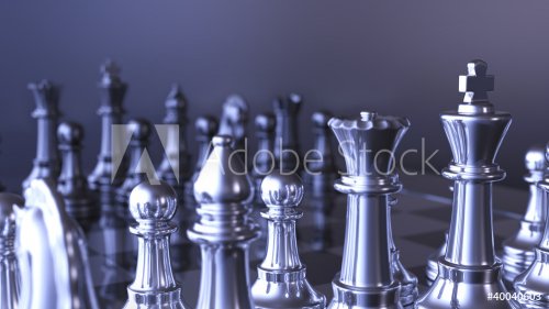 Schachfiguren Silber Blau - 900622979
