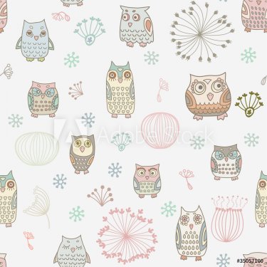 seamless background with colorful owls - 900461460