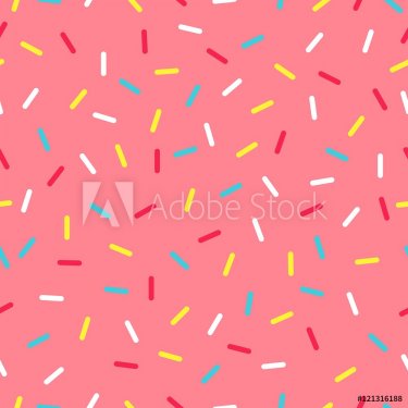 Seamless background with pink donut glaze. Decorative bright sprinkles textur... - 901152483