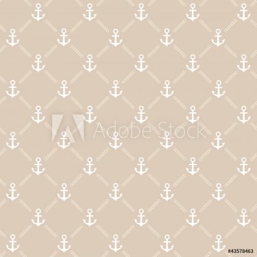 Seamless beige anchor pattern. Vector - 901142437