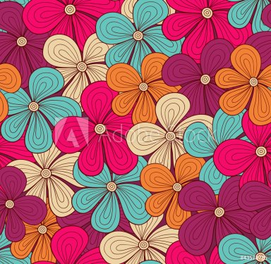 Seamless bright floral pattern. Vector illustration - 901142449