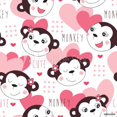 seamless cute monkey pattern vector illustration - 901148714