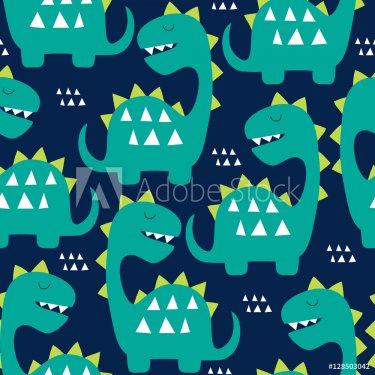 seamless dinosaur pattern vector illustration - 901148727