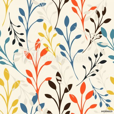 Seamless floral pattern with leaves - 900465794