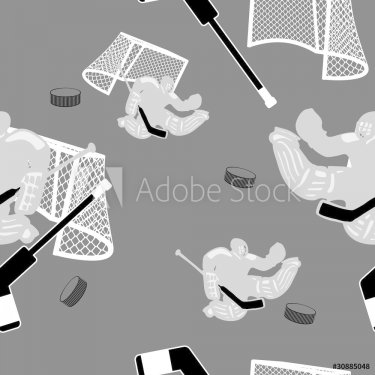 Seamless hockey background with goalkeepers. - 900906138
