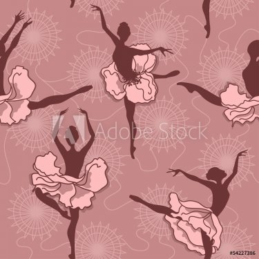 Seamless pattern of ballet dancers
