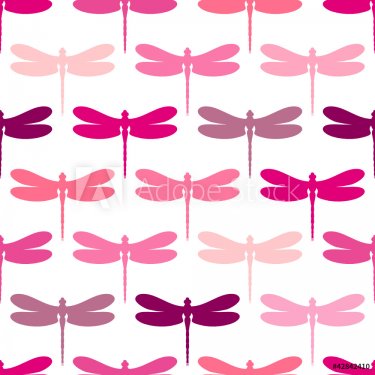 Seamless Pattern Pink Mix Dragonflies
