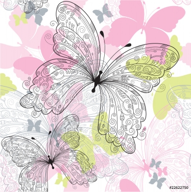 seamless pattern with batterflys - 900882315
