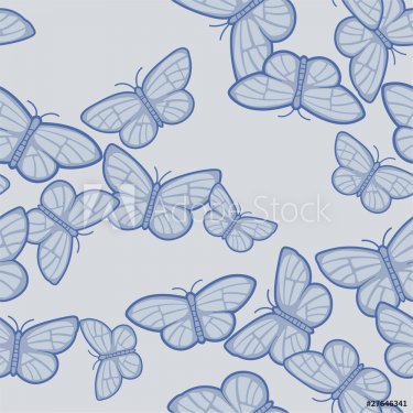 seamless pattern with blue butterflies - 900461485