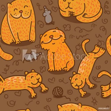 seamless pattern with cats - 900461591