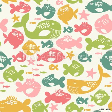 seamless pattern with colorful fishes - 900461449