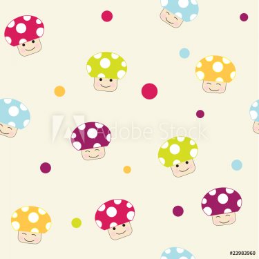 Seamless pattern with doodle mushrooms