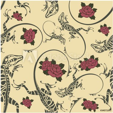 Seamless pattern with lizards