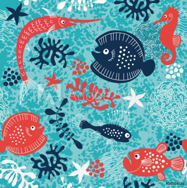 seamless pattern with marine life
