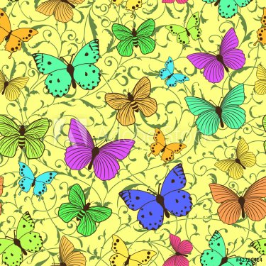 Seamless pattern with stylized butterflies - 900459054