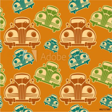 Seamless pattern with vintage cars - 901148685