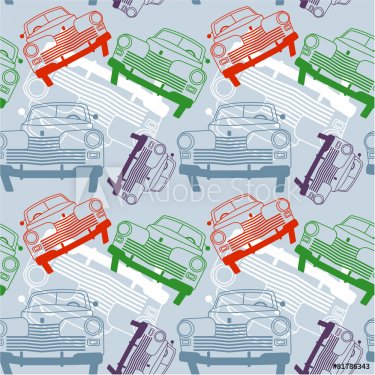Seamless pattern with vintage cars