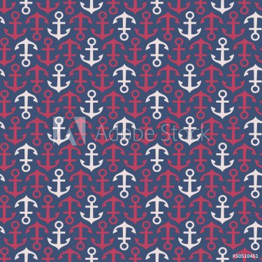 Seamless stylish summer pattern with anchors - 901142439