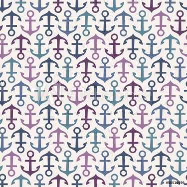 Seamless stylish summer pattern with anchors - 901143602
