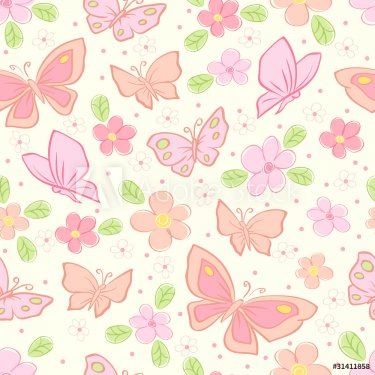 seamless vector background with butterfly - 900459061