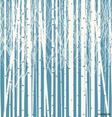 Seamless vector texture with a picture of the forest of trees against the blu... - 901147108