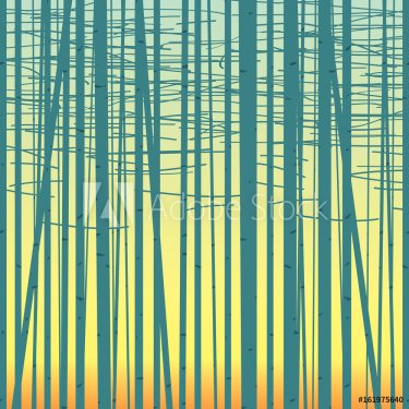 Seamless vector texture with a picture of the forest of trees against the sky. Birch forest vector background. Birch grove pattern. Background of trees