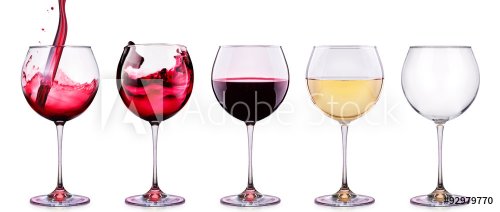 Set from glasses with wine isolated on a white  - 901147993