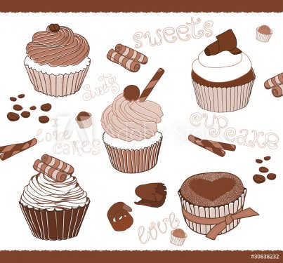 Set of Cute Cupcakes for design
