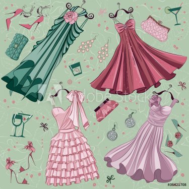Set of women's fashion clothes ans accessories